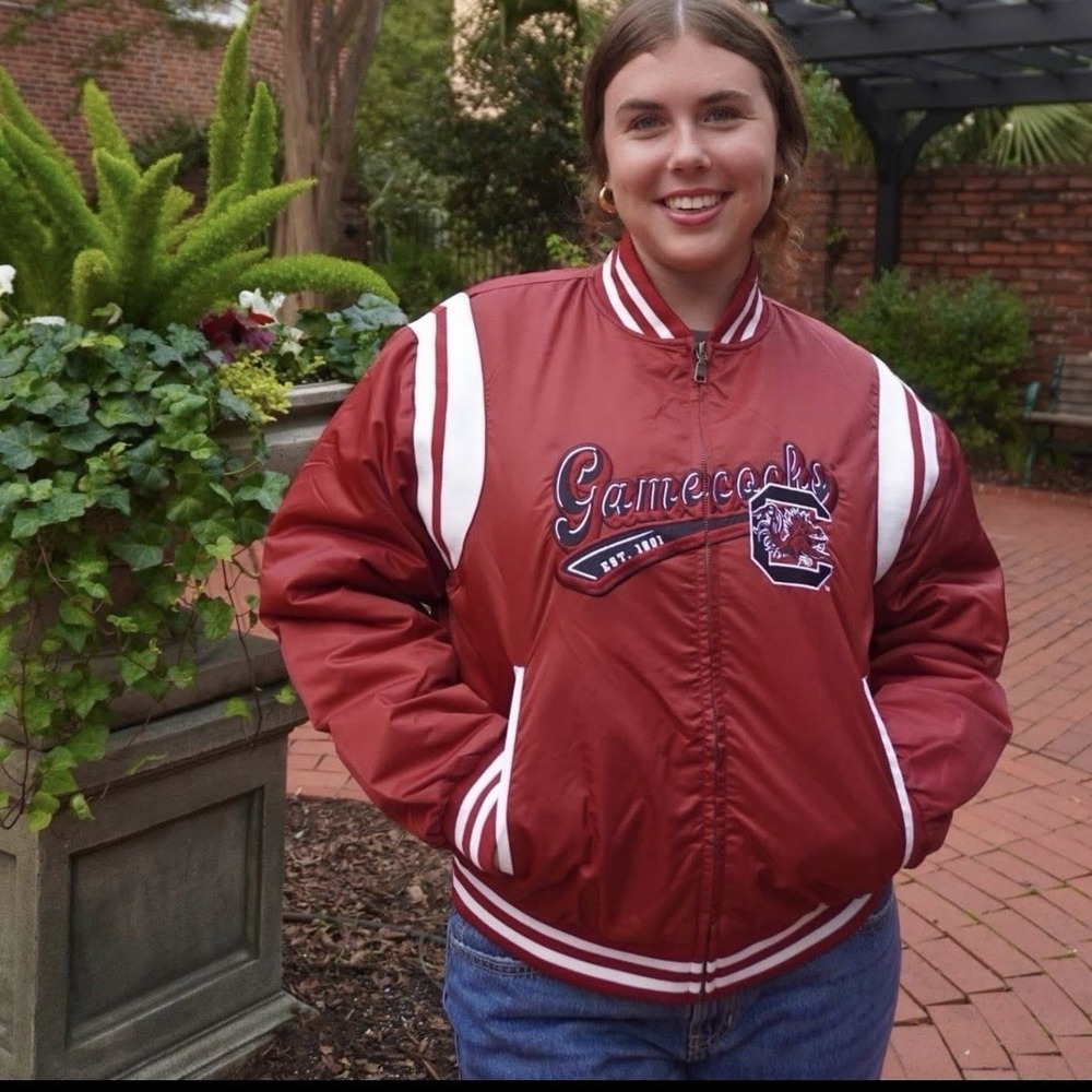 WEAR by Erin‎ Andrews South Carolina Gamecocks Satin Jacket Women's Large Garnet